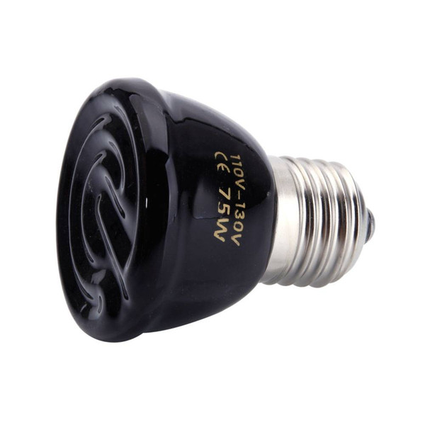 45mm 110-130V 75W Ceramic Heat Emitter Lamp for Reptile Tortoise Lizard Snake Spider Black