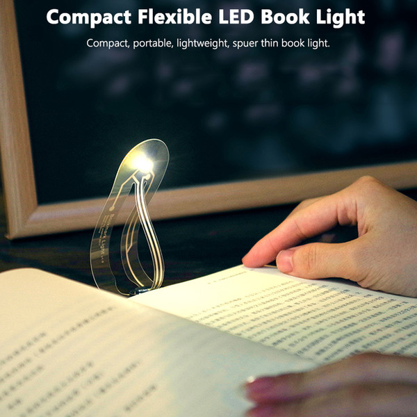 Ultra thin Flexible LED Book Light Creative Bookmark Innovation Mini small table lamp Novelty night light Button Battery light