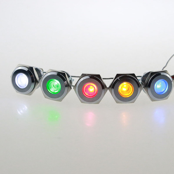 10PCS LED metal lamp 16 mm metal light warning car light 24v waterproof Red green yellow blue and white