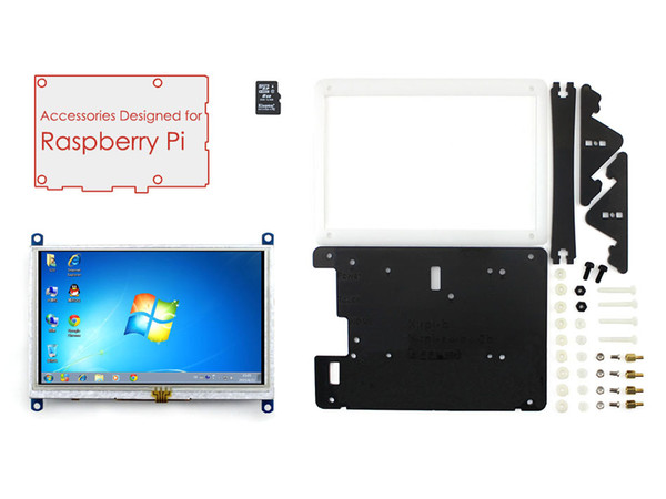 Wholesale-Raspberry Pi Display 5 inch HDMI LCD 800*480 Touch Screen Support Various Systems+Bicolor Case+8GB Micro SD Card=RPi Acce E
