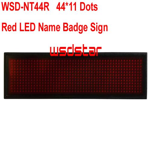 WSD-NT44R Red LED Name Badge Sign Rechargeable Red LED name tag badge 44*11 Dots Temperature display function