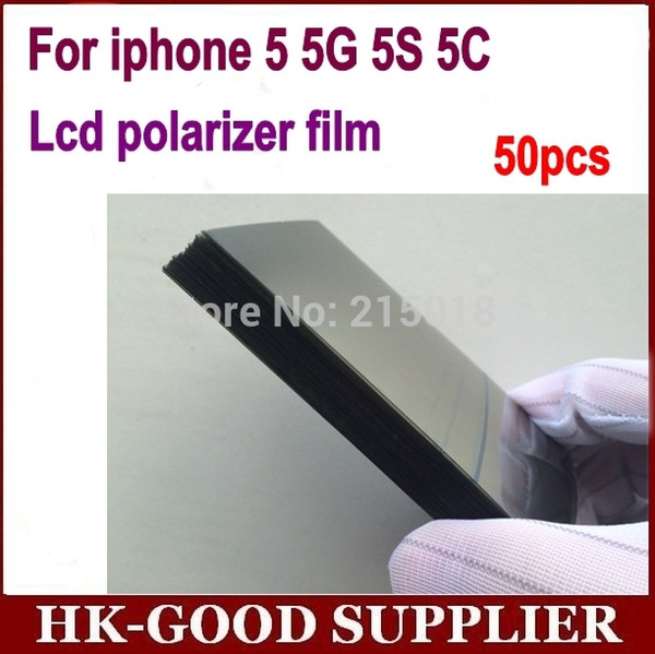 Wholesale-50pcs For iPhone 5 5G 5S original LCD Polarizer Film Polarization Polaroid Polarized Light Film black film Free shipping