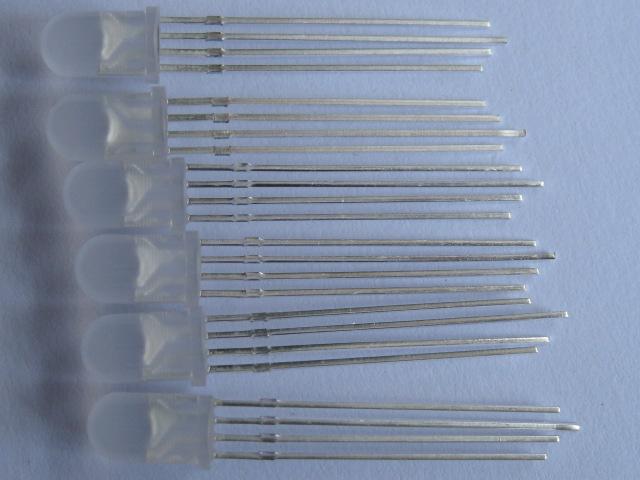 5mm Diffused Common Cathode RGB Red Green Blue LED Lamps 50 Pcs Per Lot