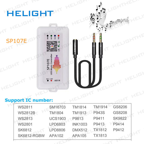 SP108E/SP107E/SP110E SPI WIFI Bluetooth pixel IC Music Controller by smart phone APP For WS2812B WS2813 SK6812RGBW Strip DC5-12V