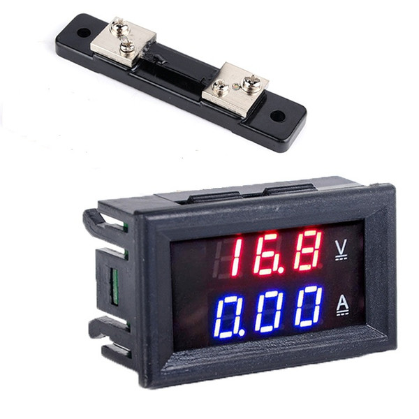 DC 0-100V 50A Dual Digital Voltmeter Ammeter Panel Amp Volt Gauge Red Blue LED Display