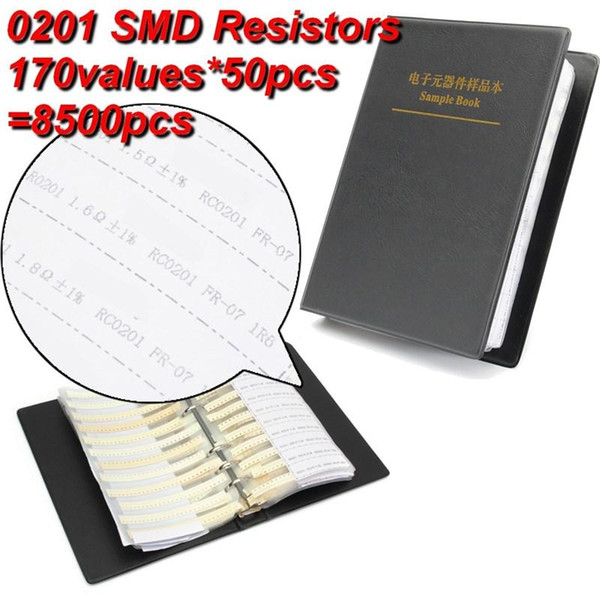 Wholesale- New Arrival 0201 1% 0ohm to 10M SMD SMT Chip Resistors Assortment Kit 170Values x50 Assorted Sample Book