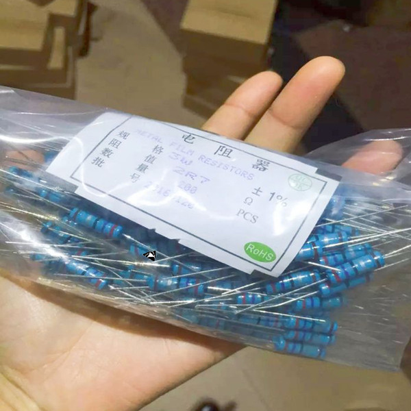 200pcs 3W Metal film resistor 1% 0.1R ~ 1M 1R 4.7R 10R 22R 33R 47R 1K 4.7K 10K 100K 0.22 0.33 0.47 0.68 0.82 0.91 ohm