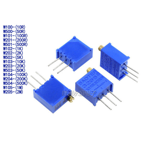10pcs/lot 3296W 3296W-1- 103 203 503 104 204 504 105 205 10K 20K 50K 100K 200K 500K 1M 2M ohm Trimpot Trimmer Potentiometer