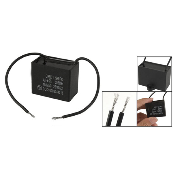 IMC Wholesale New Plastic Polypropylene Ceiling Fan Capacitor CBB61 4uf 450VAC 2 Wire 50/60Hz order<$18no track