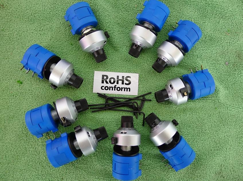 2pcs 1k/2k/5k/10k/100k/100/50k/20k/500 ohm Potentiometer pot 10Turn+Turn Counting Dial free shipping with tracking