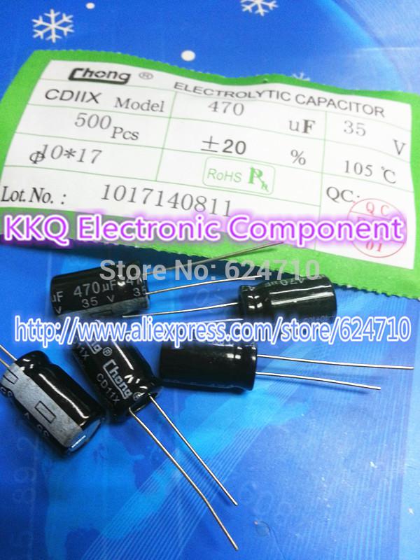 Wholesale-Free shipping 100pcs 35V 470UF 10*17mm 10*17 10MM*17MM 10*17MM electrolytic capacitor NEW