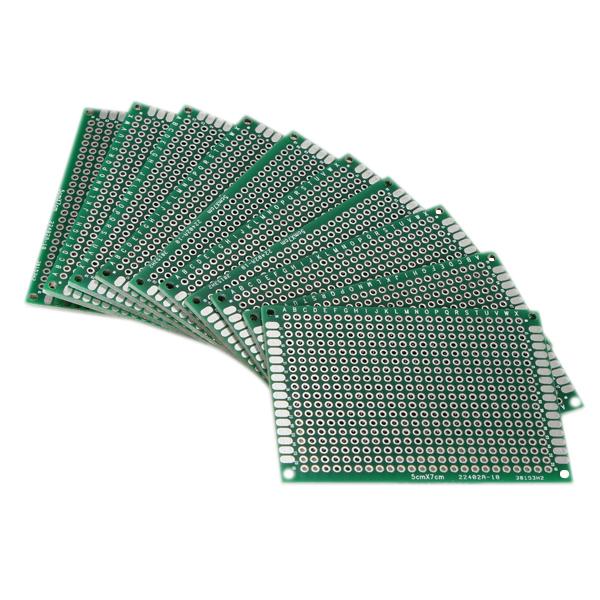 Wholesale-2 Sets/Lot 10X Double Side 5x7cm PCB Strip board Printed Circuit Prototype Track