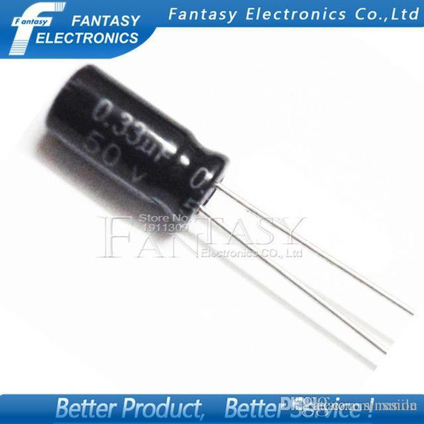 Wholesale-50PCS Higt quality 50V0.33UF 5*11mm 0.33UF 50V 5*11 Electrolytic capacitor