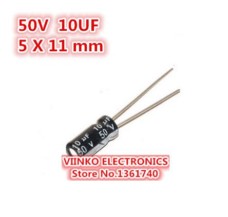 Wholesale- Free shipping 500pcs 10UF 50V 5X11mm Electrolytic Capacitor 50V 10UF 5*11mm Aluminum Electrolytic Capacitor
