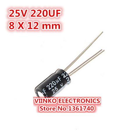 Wholesale- Free shipping 1000pcs 220UF 25V 8X12mm Electrolytic Capacitor 25V 220UF 8*12mm Aluminum Electrolytic Capacitor