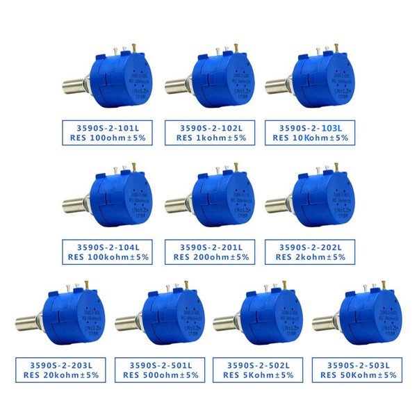 10 Ring Adjustable Resistor 3590S-2-103L 3590S 10K ohm Precision Multiturn Potentiometer 3590S 500 1K 2K 5K 20K 50K 100K ohm