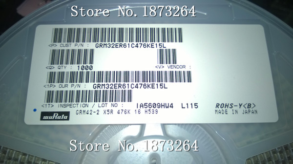 1000pcs/lot CAP CER 47UF 16V X5R 1210 47UF 16V 1210 476 16V 10% New and original In Stock GRM32ER61C476KE15L