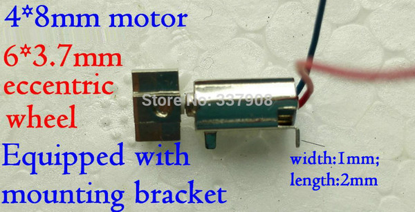 5pcs/lot 4*8MM 1.5-4.5V Ultra Micro Wired Vibration Motor With 6*3.7mm Great Vibration Head and Mounting Bracket