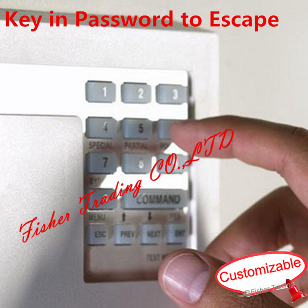 Real room escaping game, puzzle to get right password to escape, press the correct numbering key to open the lock