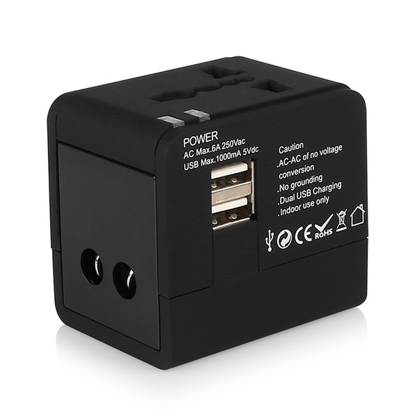 High Quality Universal World Travel Adapter Converter With Dual USB Charger UK/US/EU Plug