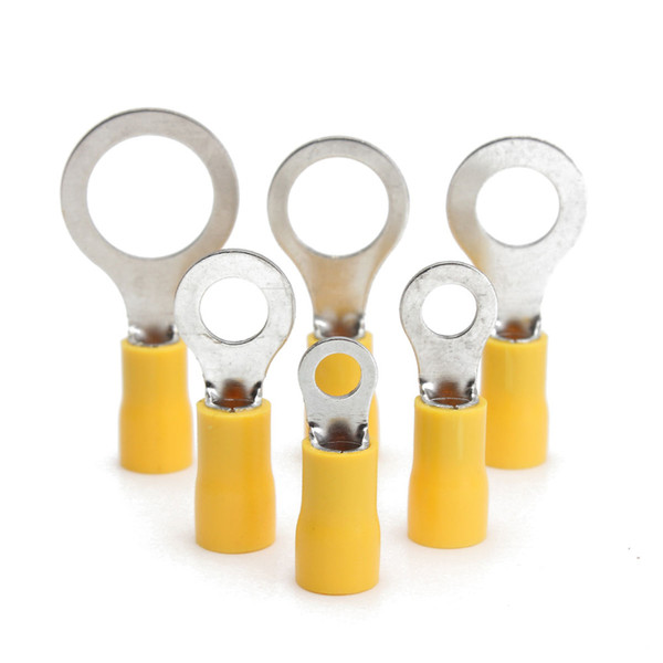 New high quality 50pcs yellow rubber PVC terminal insulation ring connector RC 4.0-6.0mm 12-10AWG M5 M8 M10 M13