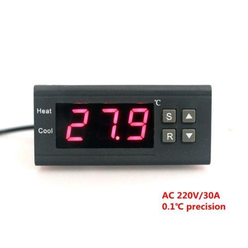 Digital Thermostat AC 220V 30A Red Color LEDS with Black Wires Thermostat Free Shipping