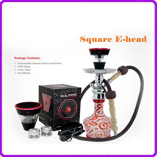 Square e head ehead e hose mini shisha Square hookah head Cartridge Refillable ehookah Disposable Hookah 2400MAH Vaporizer E Cigarette Kit