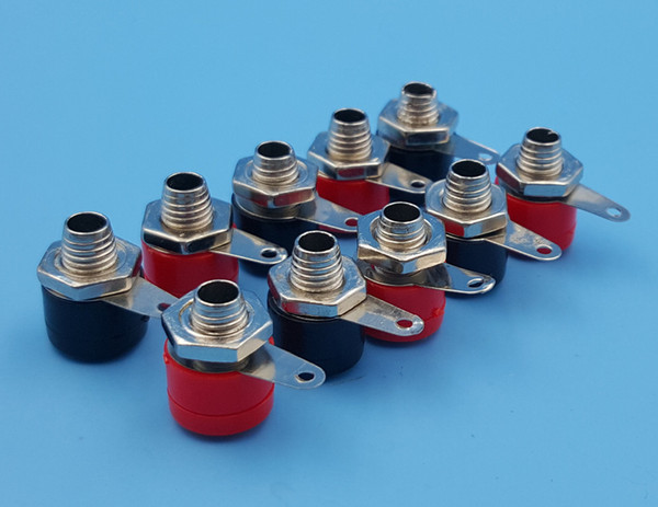 100Pcs 4mm Banana Panel Socket Test Probe Binding Post Nut Plug Jack Connector Red and Black Each 5