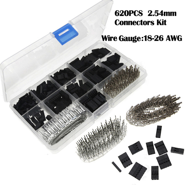 TC10 620Pcs Wire Jumper Connectors 2.54mm M/F Crimp Pins Terminal For Dupont