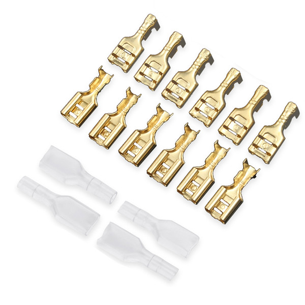 More concessions 100 sets Luxury gold collr 6.3mm Spade Crimpare Terminali-16AWG 0.5mm Thickness