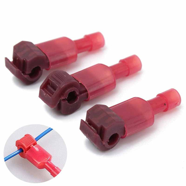 40pcs/set Red Wire Cable Connectors T-Taps & Male Insulated Quick Splice Lock Wire Terminals Connectors Set 22-18AWG 0.5-1.5mm2