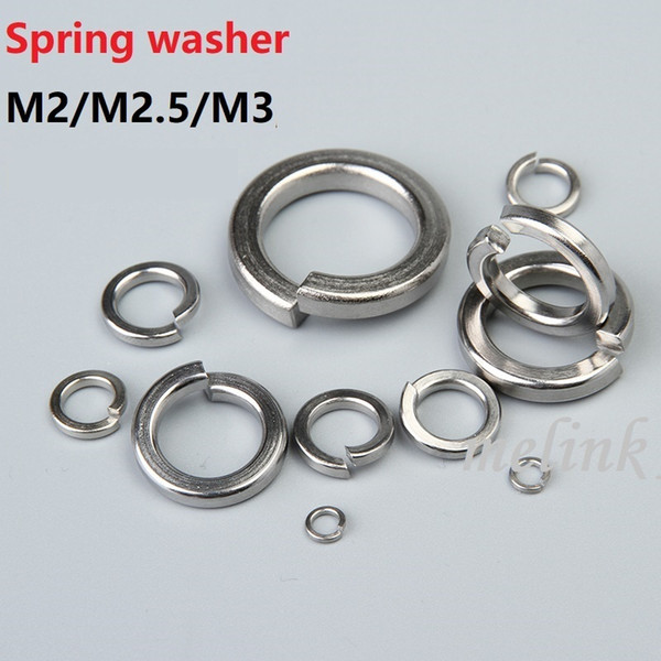 M2/M2.5/M3 Spring washer Stainless steel Metal gasket Washer Ring Single coil spring lock washers Free shipping Wholesale