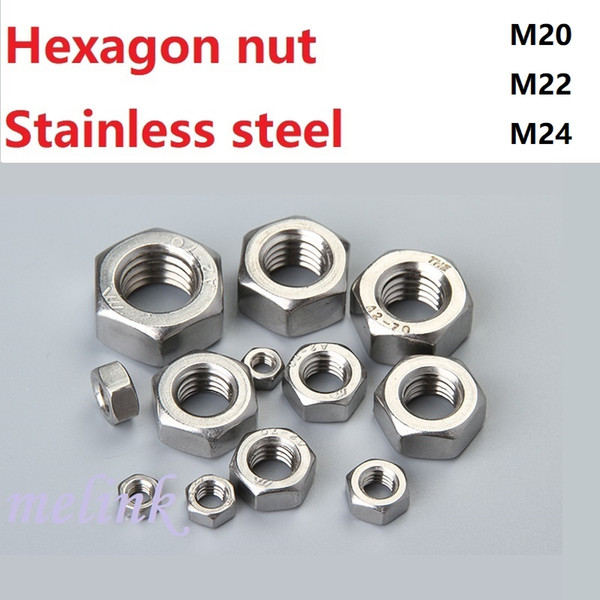 10 pcs Hexagon nut Stainless steel M20 M22 M24 Standard parts Metal Steel Wholesale Free shipping