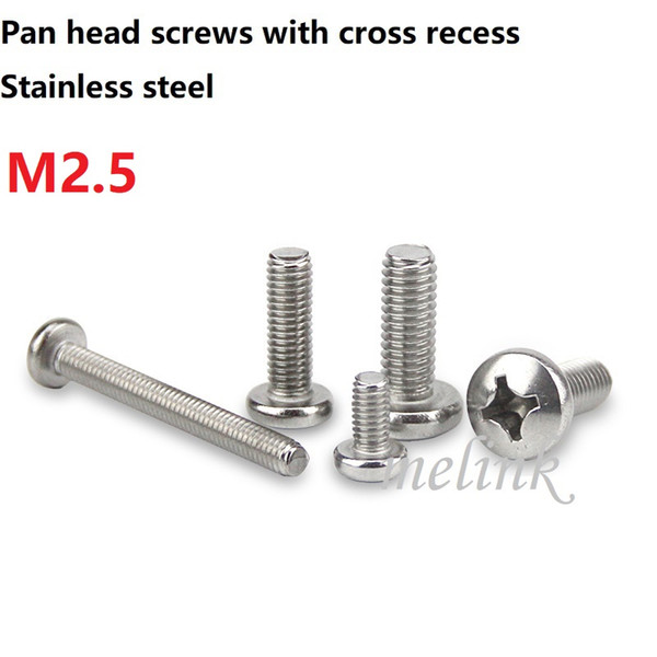 1000 pcs M2.5 Pan head screws with cross recess Stainless steel Hardware fastener Free shipping