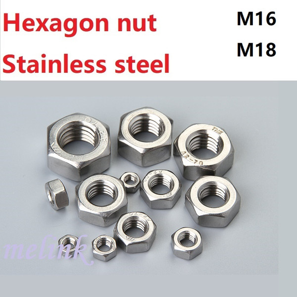 20 pcs Hexagon nut Stainless steel M16 M18 Standard parts Metal Steel Wholesale Free shipping