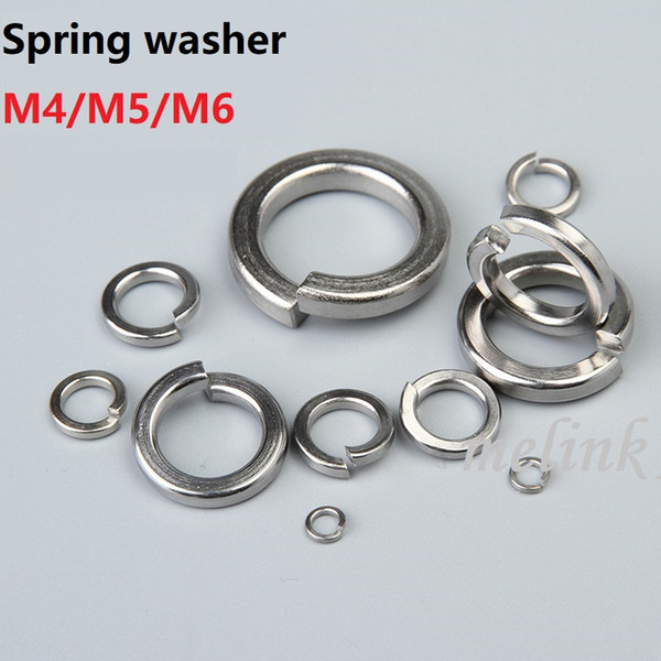 M4/M5/M6 Spring washer Stainless steel Metal gasket Washer Ring Single coil spring lock washers Free shipping Wholesale