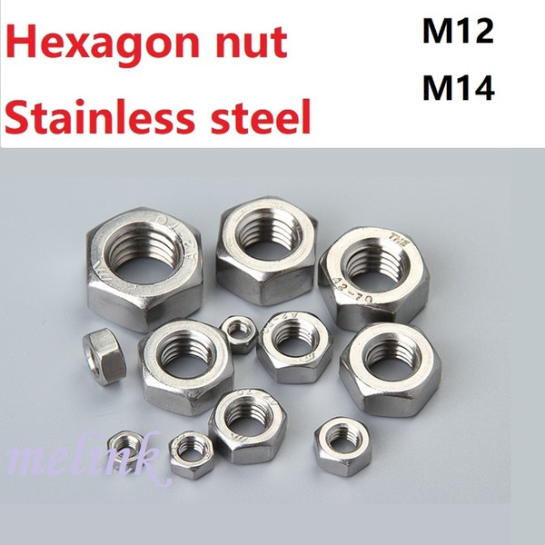 50 pcs Hexagon nut Stainless steel M12 M14 Standard parts Metal Steel Wholesale Free shipping