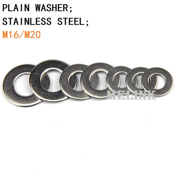 50 Pcs M16/M20 Plain washer Stainless steel Metal gasket Flat washer Ring Free shipping