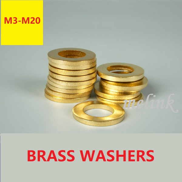 Plain washer Brass Metal gasket Flat washer Ring Free shipping M3 M4 M5 M6 M8 M10 M12 M16 M20 Wholesale