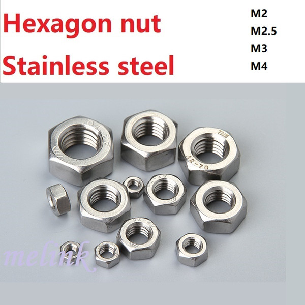 1000 pcs Hexagon nut Stainless steel M2 M2.5 M3 M4 Standard parts Metal Steel Wholesale Free shipping