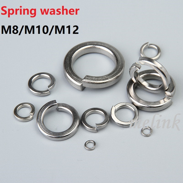 M8/M10/M12 Spring washer Stainless steel Metal gasket Washer Ring Single coil spring lock washers Free shipping Wholesale