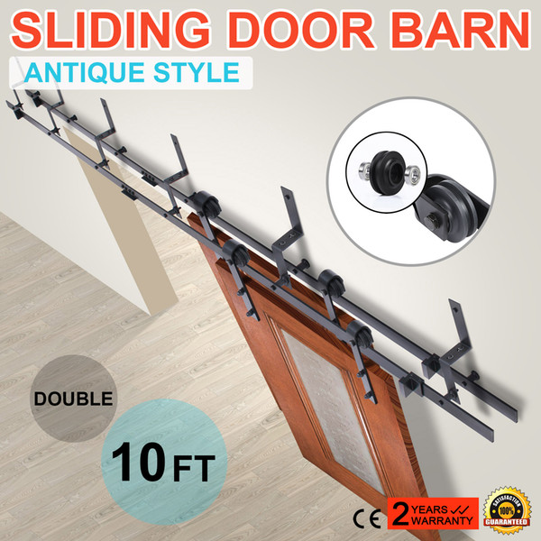 New 10 FT Black Modern Antique Style Sliding Barn Wood Door Hardware Closet Set