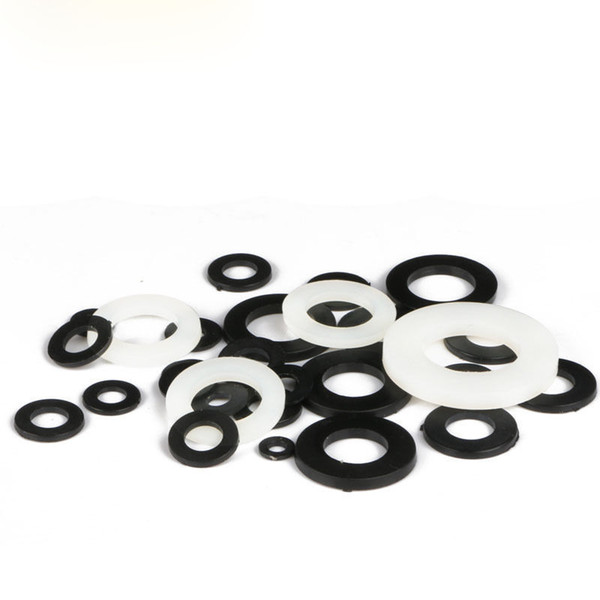 100 Flat Nylon Washer Washers For M2 M3 M4 M5 M6 M8 M10 M12 Screw Black/White