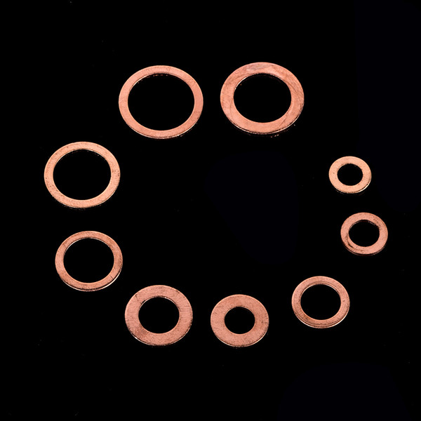 200pcs M5-M14 Professional Assorted Copper Washer Gasket Set Flat Ring Seal Assortment Kit with Box For Hardware Accessories