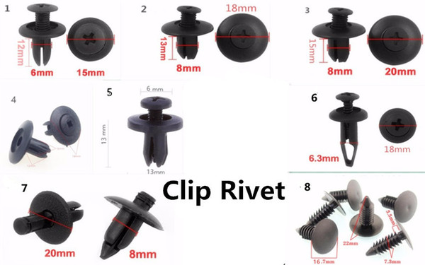 Black Nylon Rivets Clips Bumper and Fender Clips Fasteners Push Type for Auto Car Assorted Size 6mm/ 8mm