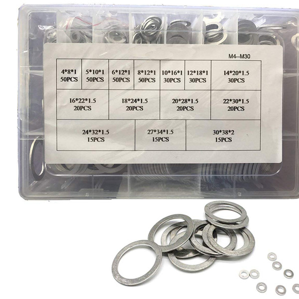 415pcs 14 Sizes Metric Aluminum Flat Ring Oil Drain Plug Washers Gaskets Assortment Kit