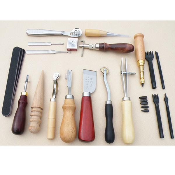 18 PCS/set Leather Craft Punch Tools Kit Stitching Carving Working Sewing Saddle GrooverCarving Working Sewing Saddle GrooverFF0003