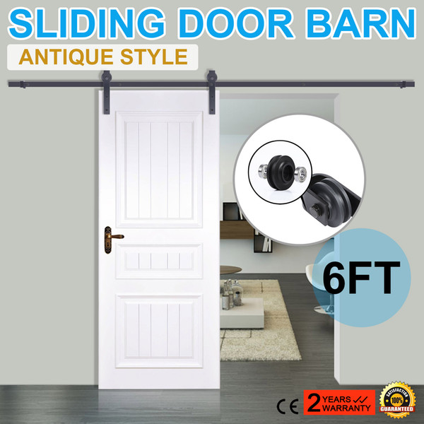 New 6FT Sliding Door Barn Hardware Black Modern Antique Style Sliding Barn Wood Door Hardware Closet Set