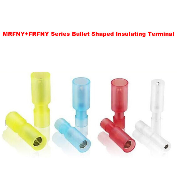 22-18AWG/18-16AWG/16-14AWG/12-10AWG FRFNY+MRFNY Series Female Male Insulated Wire Cable Butt Connectors Terminals Grenade Shaped 100sets