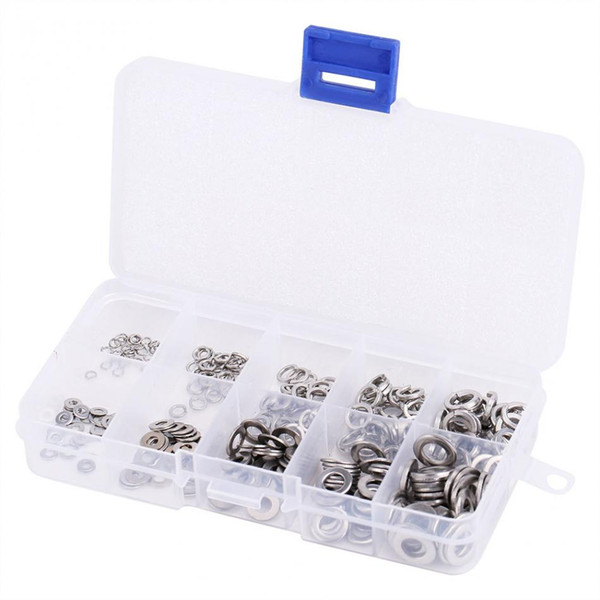 Freeshipping 300pcs M2~M6 Stainless Steel Flat & Spring Washers Assortment Set Plastic Case Flat Spring Washer hts